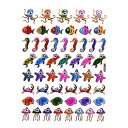 キラキラシール 海の生き物たち タコや魚やタツノオトシゴやカメやカニ・・ 《メタリックシール ごほうびシール きらきらしーる ステッカー》