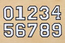 ワッペン 数字（すうじ） 白字黒枠 