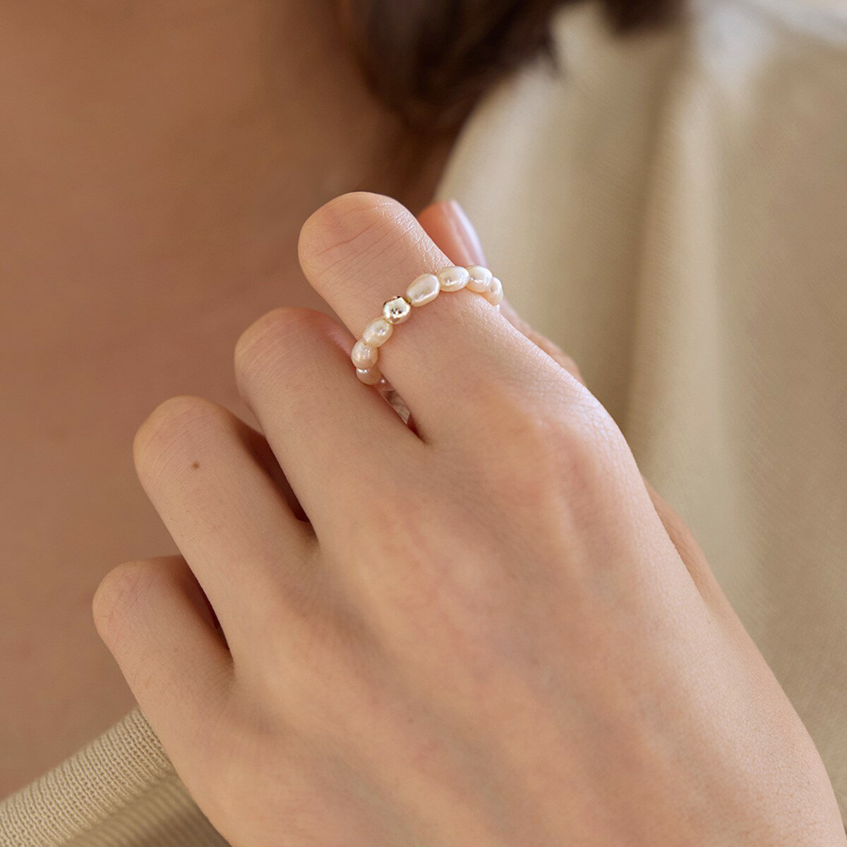 【送料無料】レディース フリン 淡水パールバンドリング シルバー925 上品 清楚 トレンド 韓国風 金属アレルギー対応 ギフト(4)