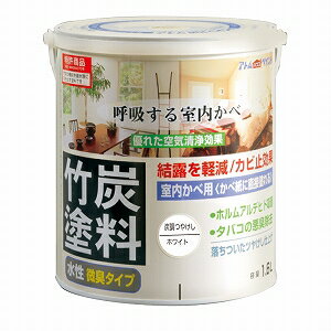 アトムハウスペイント（塗料/ペンキ）水性竹炭塗料1.6L　炭調ホワイトのサムネイル