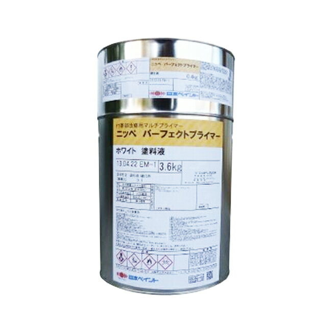 ■商品名 パーフェクトプライマー ■カラー 全2色 ■サイズ 4kgセット ■塗装面積 ローラー:約25〜28平米(1回塗り) ■施工方法 油性ハケ、ローラー、エアレス スプレー等 ■特長 ・金属系サイディングボードの下塗り・付帯分の塗装に最適 ・変性エポキシ相当のさび止め効果あり ・柔軟性のある素材(硬質塩ビ、木)に対して適性あり ■用途/使用場所 外壁、付帯金属面 （金属系サイディングボード、ステンレス、アルミ、木、 　FRPなどの各種旧塗膜） ■上塗り材 パーフェクト トップ、ファインシ リコンフレッシュ 1液ファインシリコンセ ラUV、ファインウレ タンU100等 ■希釈剤（うすめ液） 塗料用シンナー ■メーカー名 日本ペイント 下塗材　塗替え　金属系　ステンレス　アルミ　FRP　防錆び 　耐屈曲性■商品ラインナップ 容量 塗装面積(1回塗り) 15kgセット 約93〜107平米 4kgセット 約25〜28平米