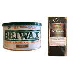 【 即日発送 】【ブライワックス+スチールウールお試しサイズセット】 全15色 400ml(約4平米分) BRIWAX 屋内木部用ワックス