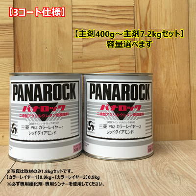 【三菱 P62】 レッドダイアモンド 【レイヤー1+レイヤー2】パナロック 2液型ウレタン塗料 自動車 ロックペイント