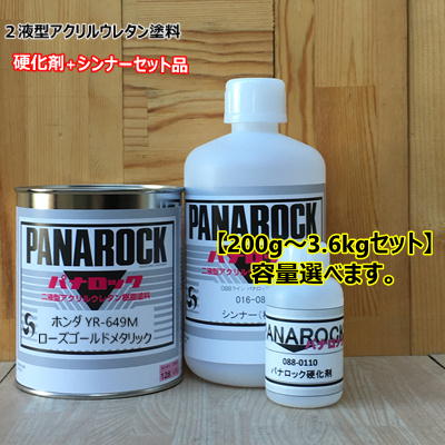 【ホンダ YR-649M】 ローズゴールドメタリック 【主剤+硬化剤+シンナー】 パナロック 2液型ウレタン塗料 自動車 ロックペイント