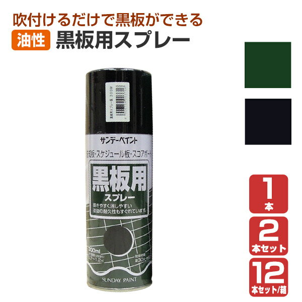 サンデーペイント 黒板用スプレー 緑 黒 300ml1本 2本 12本（箱）149893 /149892