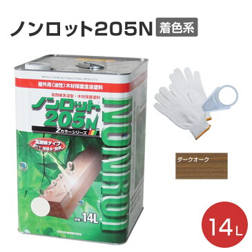 【送料無料】ノンロット205N 着色系 14L [ZSダークオーク]（三井化学産資/木材保護塗料/木部用塗料/WPステイン）