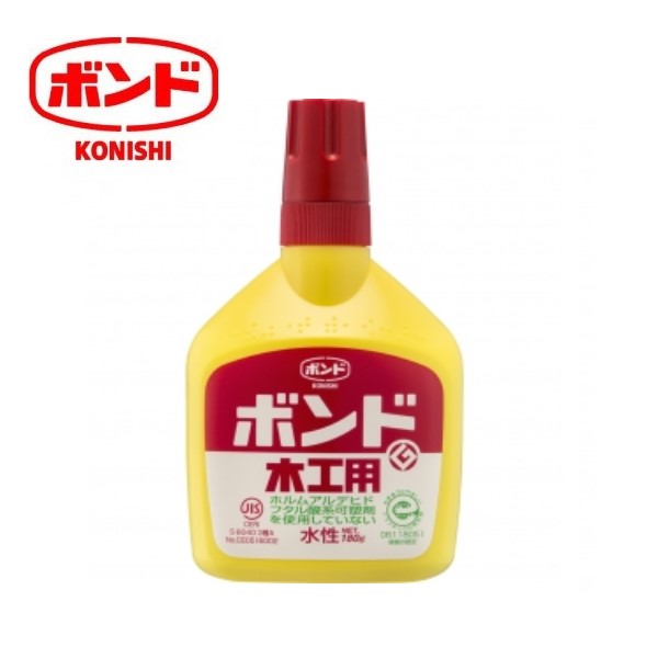 製品仕様 商品名 ボンド　木工用（ボトル）　180g　1箱（10本）#10132【コニシ】※在庫あり時納期10日~2週間ほど 内容量1箱 /10本入り (1本180g) 特長●水性で使いやすく安全。乾燥すると透明。●JIS S 6040表示認定品。 用途●木・布・紙の接着（耐水性を必要とする用途には不可） 注意事項●メーカーの都合により、予告なく生産中止あるいは、外観、仕様が変更される場合がございます。●モニターの発色の具合によって実際のものと色が異なる場合がございます。ご了承ください。 メーカー名コニシ株式会社 当店では2014年3月31日23時59分までは、販売価格を旧税率で表示しています。 出荷や発送が4月1日以降になる場合は別途増税分をご請求させていただく場合がございます。 関連商品商品詳細