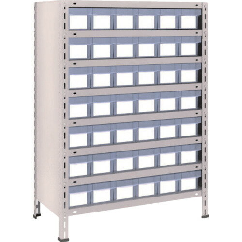 TRUSCO　軽量棚　875X450X1200　樹脂引出透明　小X42　ネオグレ（43X808C7）