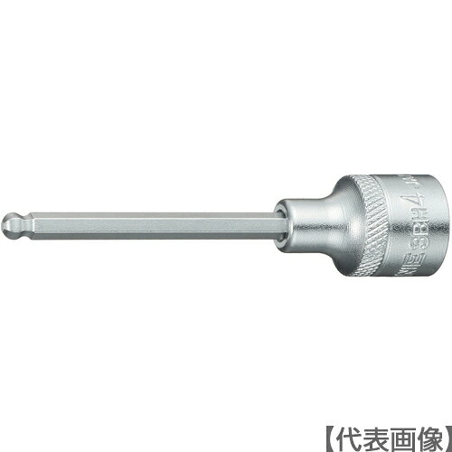 製品仕様 商品名 TONE　ボールポイントヘキサゴンソケット　対辺寸法4mm　差込角9．5mm　長さ48mm（119-7371）【TONE（株）】 内容量1個 発注単位1個 仕様・規格●差込角（mm）：9.5●対辺寸法（mm）：4●ビット長さ（mm）：48●全長（mm）：75●対辺（mm）：4 材質●構造用鋼 生産国日本 質量・質量単位30g 品番3BH-04 特長●角度を付けて使用するボールポイントタイプは仮締めに便利です。 当店では2014年3月31日23時59分までは、販売価格を旧税率で表示しています。 出荷や発送が4月1日以降になる場合は別途増税分をご請求させていただく場合がございます。 関連商品商品詳細