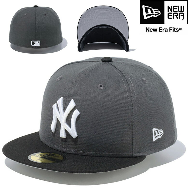 ニューエラ キャップ NEW ERA 59FIFTY Shadow ニューヨーク・ヤンキース ダークグラファイト ブラックバイザー 正規取扱店 ベースボールキャップ MLB メジャーリーグ ベースボール CAP キャップ 帽子 14109882