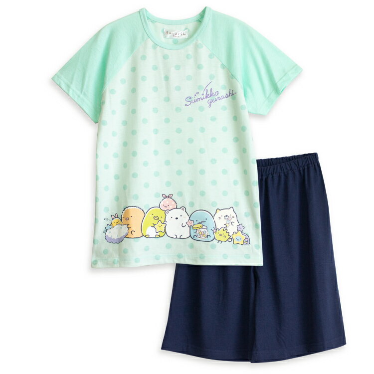 すみっコぐらし キッズ 女の子 半袖 夏 Tシャツ素材 エメグリーン ピンク 100 110 ...