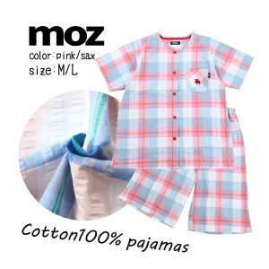 ★SUMMER SALE★ moz レディース パジャマ Cotton 100％ [ 婦人 女の子 女性 上下セット シャツ M L 夏 半袖 誕生日 プレゼント ギフト 母の日 敬老の日 お泊り 旅行 モズ カイタック ファミリー ]