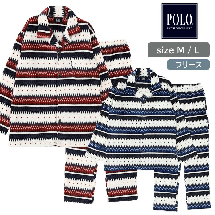 POLO BCS ミンクフリース パジャマ メンズ ノルディック柄 M L ポロ ビーシーエス 紳士 メンズ 男性 上下セット ルームウェア スウェット 誕生日 父の日 敬老の日 入院 あったか 冬 冬素材 起毛 ギフト プレゼント 贈り物 ナイトウェア 快眠