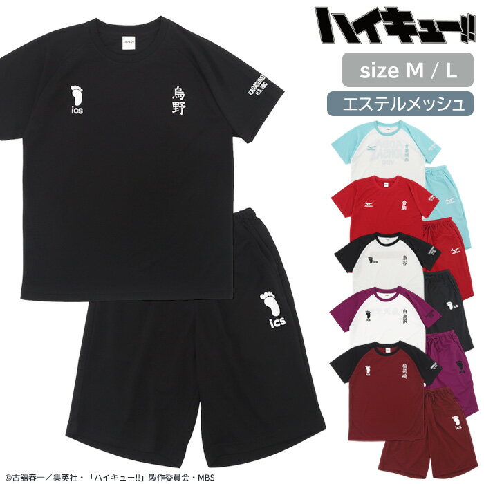 アニメ「ハイキュー!!」 高校ジャージ風 パジャマ メンズ 【公式ライセンス商品】[ ハイキュー メンズ 男性 紳士 パジャマ M L ラグラン袖 なりきり 夏 部屋着 寝巻き セットアップ 上下セット 半袖 ハーフパンツ カイタック ファミリー ]のサムネイル