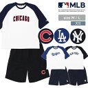 \マラソンセール/店内ポイントアップ! MLB メンズ 天竺 半袖 ハーフパンツ[ M L 夏 上下セットビッグシルエット 紳士 男性 メンズ ドジャース ヤン...