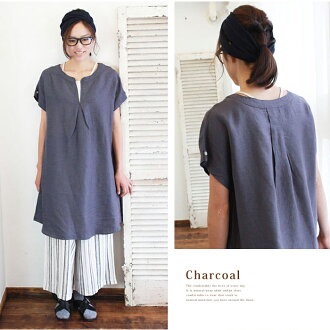 【短め袖の】【あっさりワンピ】フレンチスリーブリネンワンピース【麻100%】【ナチュラル服】ナチュリラ/リンネル【STEFANO】【楽ギフ_包装選択】