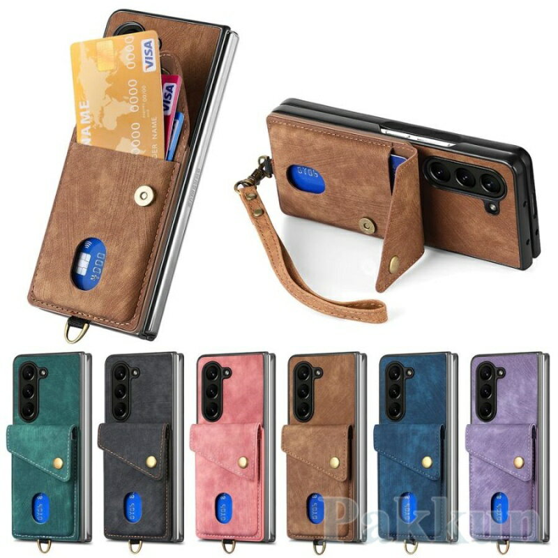 ギャラクシー Z Fold7 ケース galaxy z fold7 ケースGalaxy Z Fold6 ケース ストラップ付き Galaxy Z Fold5 ケース 背面カード収納 おしゃれ Galaxy Z Fold4 カバー スタンド機能 zfold3 ケース 耐衝撃 落下防止