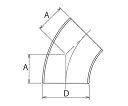 ヘルール継手　溶接45°エルボ　2.5S