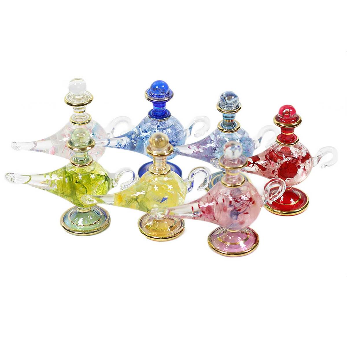 「ハーバリウム ランプ 7色から選べる」エジプト エジプシャンボトル クレオパトラ ガラス 瓶 ボトル 花材 プリザーブドフラワー 花 ギフト プレゼントハーバリウム ガラス 瓶 エジプシャングラス エジプト [2]
