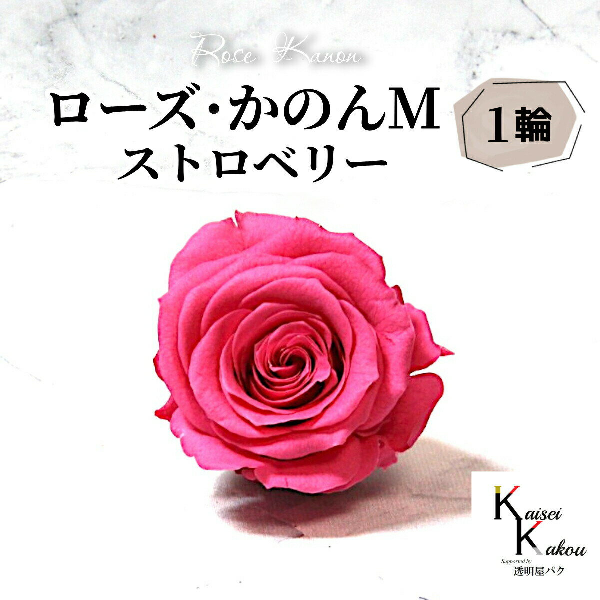 大地農園 「ローズかのんM ストロベリー 1輪」 プリザーブドフラワー バラ プリザ 花材 ハーバリウム ..