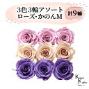大地農園 「ローズかのんM 3色×3輪アソート 計9輪」 「クリスタルピンク シャンパンピンク ラベンダー」 プリザーブドフラワー バラ プリザ 花材 ハーバリウム おしゃれ かわいい プレゼント 贈り物 オオチノウエン