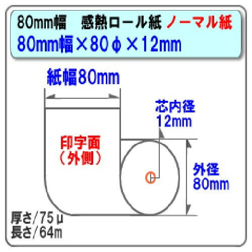 〇【個包装】幅80mm×外径80mm×内径12mm 送料無料《SB即納 レジ汎用》感熱ロールペーパー(サーマルロール紙) 国内温湿管理倉庫 あす楽対応 送料無料 感熱紙レジロール 感熱ロール紙(ノーマル保存) 80mm(紙幅)×80mm(外径)×12mm内径 50巻入 楽天最安値挑戦中3-5年保存 3