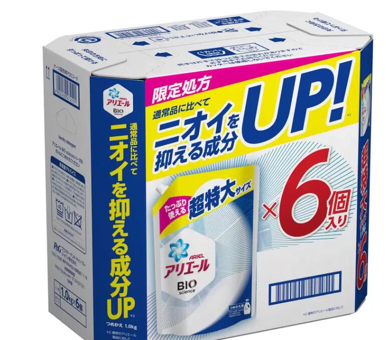 ★SDGs提携協力倉庫より発送★【6個セット】アリエール 洗濯洗剤 液体 除菌成分プラス 詰め替え1,000g x 6 詰替超特大 液体洗剤 洗濯洗剤 抗菌 防カビ 黄ばみ におい 加齢臭 洗剤 P&G送料無料(北海道は1000円。沖縄・離島は2000円自動加算。）