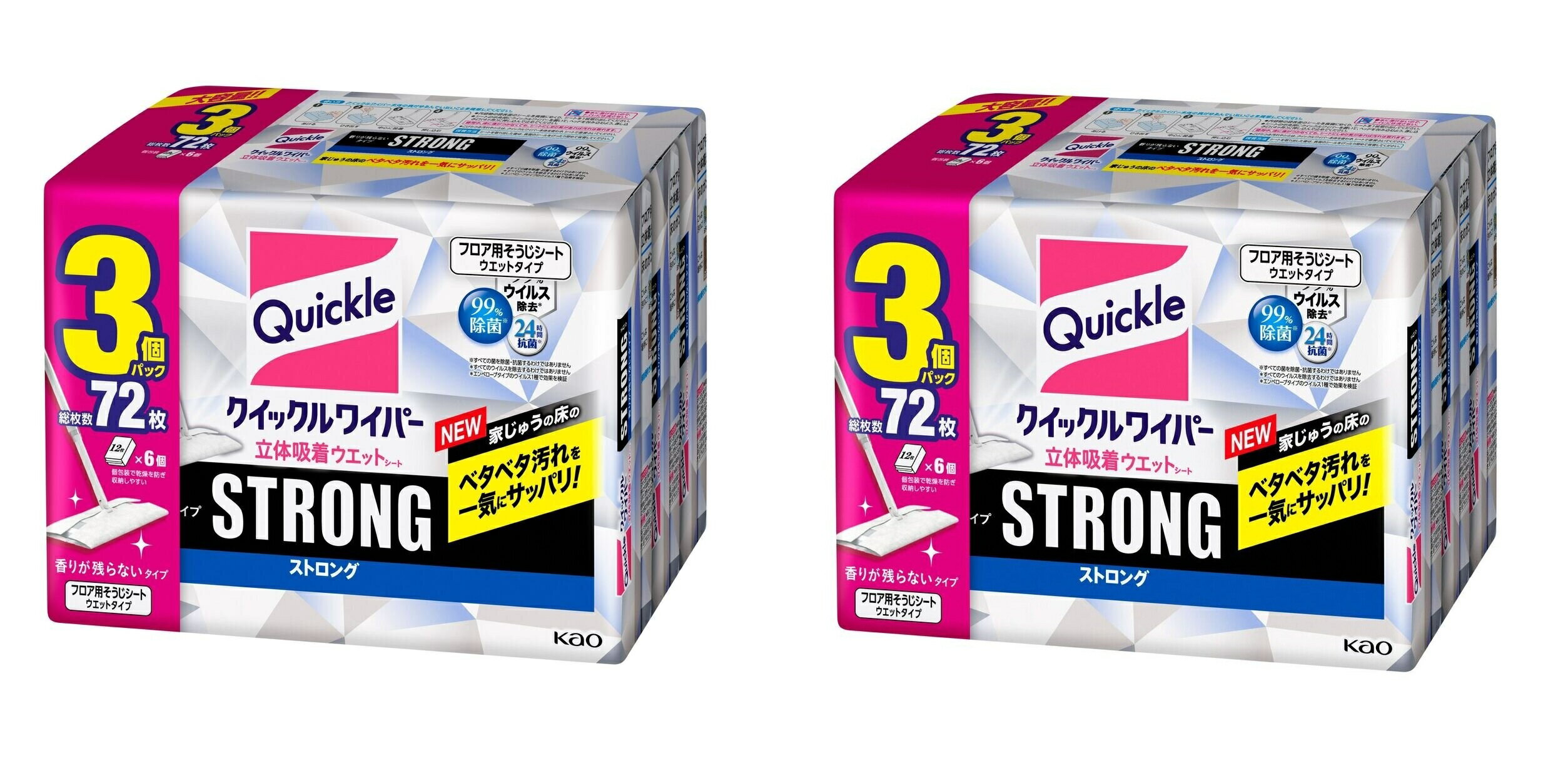 送料無料(沖縄・北海道・離島を除く)☆SDGs提携協力倉庫より発送　クイックルワイパー 24枚x3袋x2Quickle Wiper 24CT x 3 Packsx2　(北海道は1000円。沖縄・離島2000円自動加算）★SDGs提携協力倉庫より発送