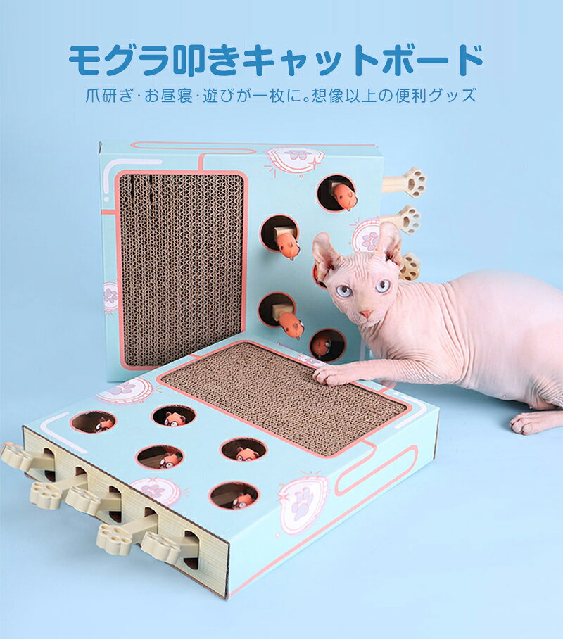パレストShop 楽天市場店の猫 おもちゃ ペット 知育玩具 板 爪とぎ 遊び道具 モグラ叩き ペット ネコ ストレス 解消 猫用 つめとぎ 木製 キャット用 用品 多機能 耐久性 安定 省スペース 運動不足 モグラ叩き 狩猟本能 節約 省スペース 多機能 おもちゃ｜アングル2