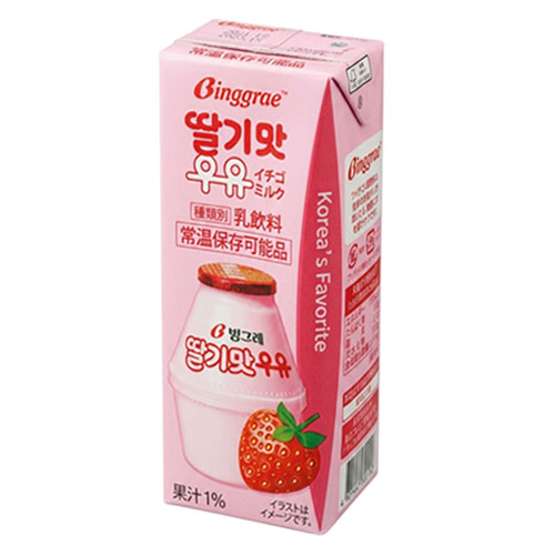 八道韓国食品のビングレ イチゴ味ミルク 1BOX=200ml×6本 イチゴ味牛乳 韓国牛乳 韓国食品 #｜アングル3