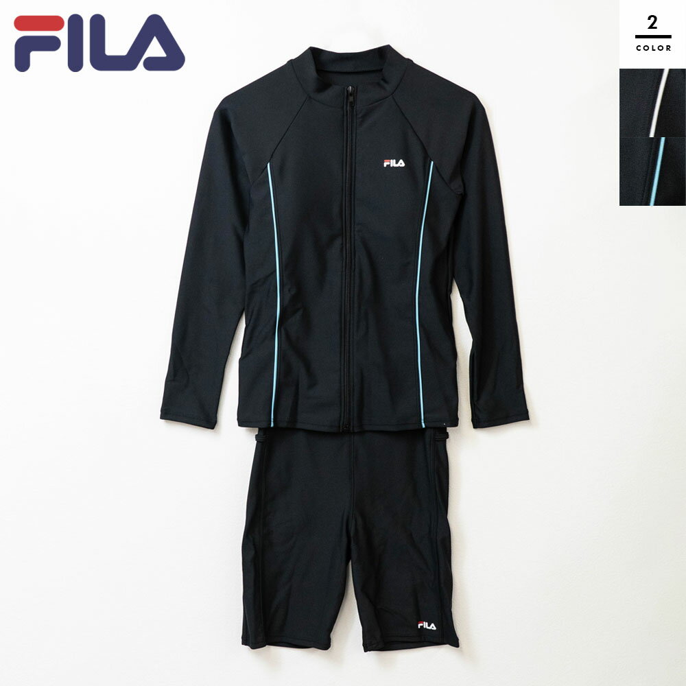 FILA(フィラ) レディースフルジップ長袖セパレートフィットネス水着 スイムウェア 大きいサイズ 体型カバー かわいい 水陸両用 セパレート 競泳水着 めくれ防止 プール ダイエット ジム 婦人 ママ レディース 女性 ウィメンズ 9M 11L 13L 15LL 【202504】