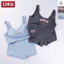 EDWIN(エドウィン) モールドカップブラ&1分丈ショーツ 上下セット ハーフトップブラ スポブラ ノンワイヤー ブラジャー ショーツ スポーツ 下着 インナ...