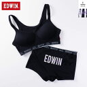 EDWIN(エドウィン) モールドカップブラアウトゴム&1分丈ショーツアウトゴム 上下セット ハーフトップブラ スポブラ ノンワイヤー ブラジャー ショーツ ス...