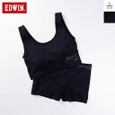 EDWIN(エドウィン) JERSEYS成型ハーフトップ&JERSEYS成型1分丈ショーツ 上下セット ハーフトップブラ スポブラ ノンワイヤー ブラジャー シ...
