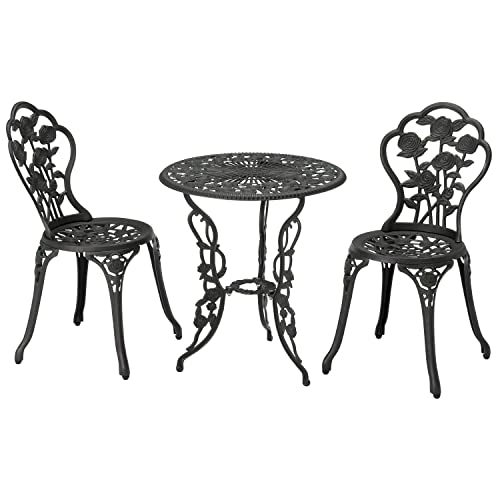 タカショー ガーデンテーブルセット テーブルセットローズ 青銅色 60Φ アルミニウム・鋳鉄 SGT 華やかなバラのモチーフ 屋外 ベランダ S
