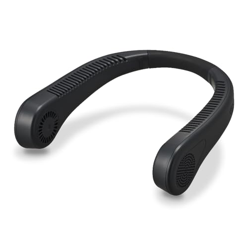 ドウシシャ スマートネックファン 2電源対応(充電式・USB電源) 風量3段階 充電時間5時間 DC ブラック