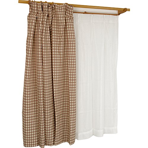 Arie(アーリエ) ウォッシャブル ミラーレース+ドレープカーテン チェックモア 4枚組 100×178cm ベージュ