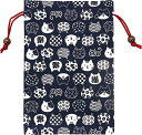 京佑 日本製 御朱印帳 巾着 袋 ケース 入れ ご朱印帳 にゃんこもん 猫 紺 18×26.5cm
