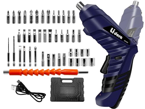 MTK 電動ドライバー 47点セット 電動ドリルドライバー 正逆転切り替え LEDライト付き 小型 工具 USB充..