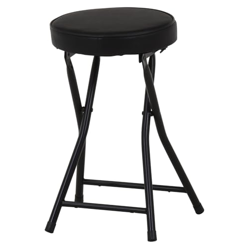 不二貿易 折りたたみチェア スツール 幅33×奥行29×高さ49.5cm ブラック 合皮 コンパクト 73622