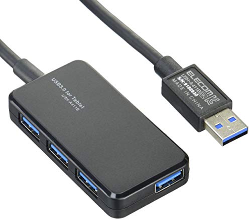 쥳(ELECOM) USB3.0 ϥ 4ݡ Хѥ ֥åȸ ֥å U3H-A411BBK