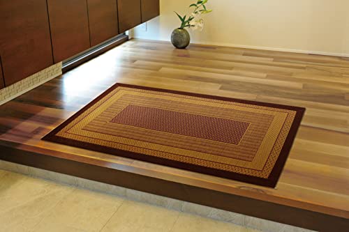 イケヒコ 玄関マット い草 国産 『Fランクス』 ワイン 約60×120cm (裏:ウレタン)