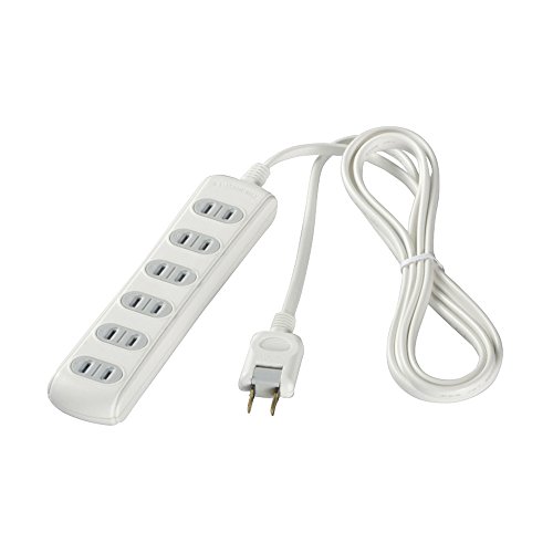 バッファロー BUFFALO 2ピン式電源タップ 6個口タイプ シャッター付 1m ホワイト BSTAPSH2610WH