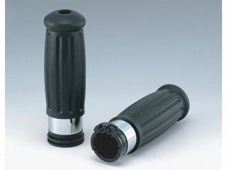 キジマ(Kijima) バイクパーツ グリップ レトロ スロットルパイプ付 137mm 42mm 非貫通タイプ 1インチハンドル 汎用 HD-0