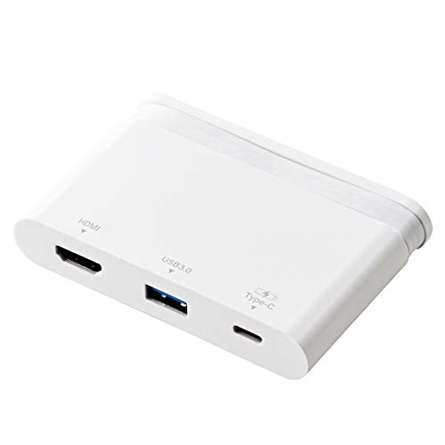 エレコム ドッキングステーション USB-C ハブ PD対応【充電&データ転送用Type-C/USB3.0/HDMI】ケーブル収納 ホワイト D