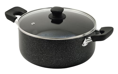 パール金属 深型大型鍋 ガラス蓋付 26cm IH対応 マーブルダイヤモンドコート ママディナーα HC-392