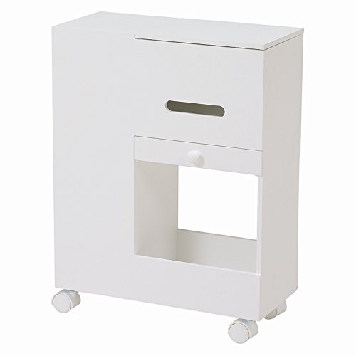サイドテーブルにもなるコスメワゴン(スリムホワイト) MUD-6648WH