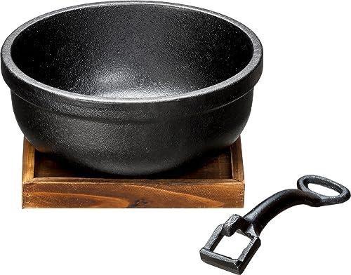 イシガキ産業 イシガキ 鉄鋳物 ブラック 18cm 幅18×奥行18×高さ9cm ビビンバ鍋 敷板 ハンドル付き ガス IH対応 1人用 397