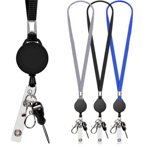 [DUOLEIMI] ネックストラップ 3点セット 首掛け ストラップ スマホ 名札用リール キーホルダー リール..