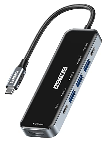 アドテック 6-in-1 USB-C HUB ドッキングステーション PD100W パススルー対応 5Gbps 4K/60Hz USB-C US